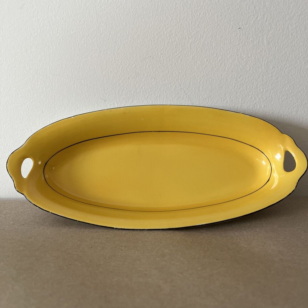 Bavaria Porcelain Relish Plate Yellow Vintage Trinket Dish Sunny Cottage 10x4"